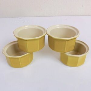 Set of 4 Emile Henry For Williams Sonoma Yellow Stoneware Ramekins